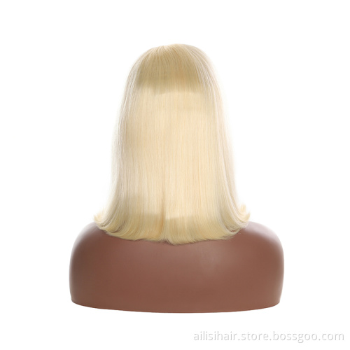 Wholesales 10A Grade 150% Peruvian Transparent Lace Frontal Bob Wigs 10 Inch 4X4 Silky Straight Lace Front Bob Wig 613